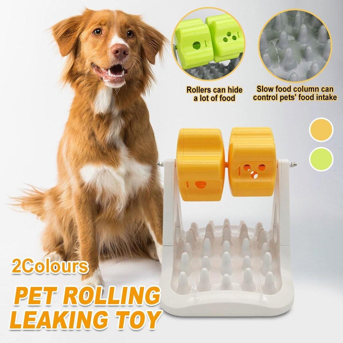 Roller Type Leaky Slow Food Toy Automatic Feeders for Dogs Interactive Playtime - Green
