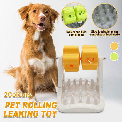Roller Type Leaky Slow Food Toy Automatic Feeders for Dogs Interactive Playtime - Green