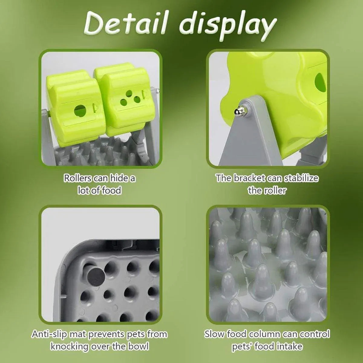 Roller Type Leaky Slow Food Toy Automatic Feeders for Dogs Interactive Playtime - Green