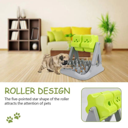 Roller Type Leaky Slow Food Toy Automatic Feeders for Dogs Interactive Playtime - Green