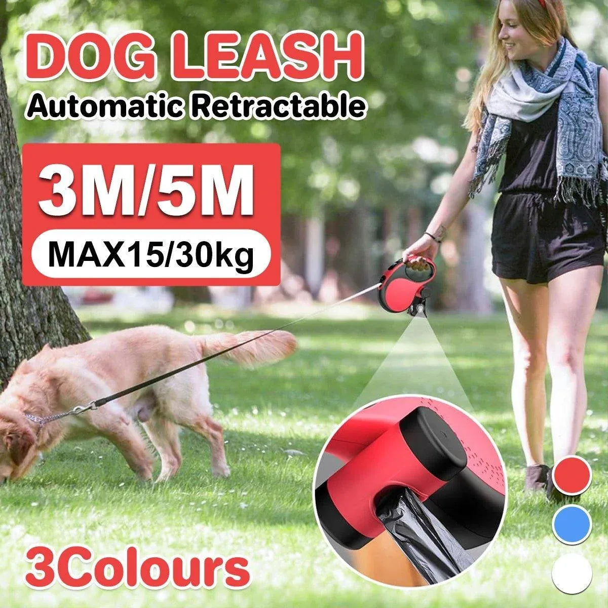 Durable Pet Leash for Small Dogs Adjustable Dog Leash Comfortable Pet Harness - Red-5M