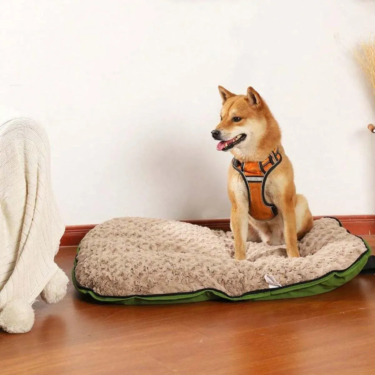 Portable Folding Pet Kennel Zippered Outdoor Dog Bed Travel Mat Waterproof - Blue Orange