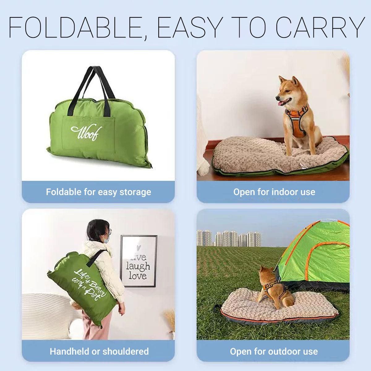 Portable Folding Pet Kennel Zippered Outdoor Dog Bed Travel Mat Waterproof - Blue Orange