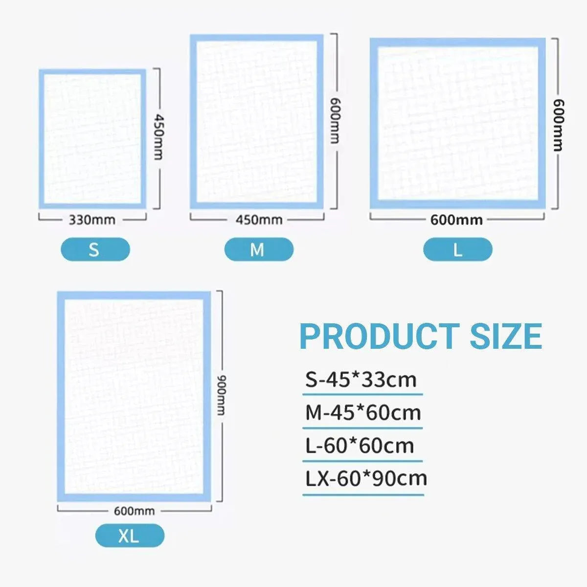 Large Puppy Dog Training Pads Pet Toilet Thickened Pee Pads Mat Indoor Absorbent - S ( 45*33cm) - 100PCS