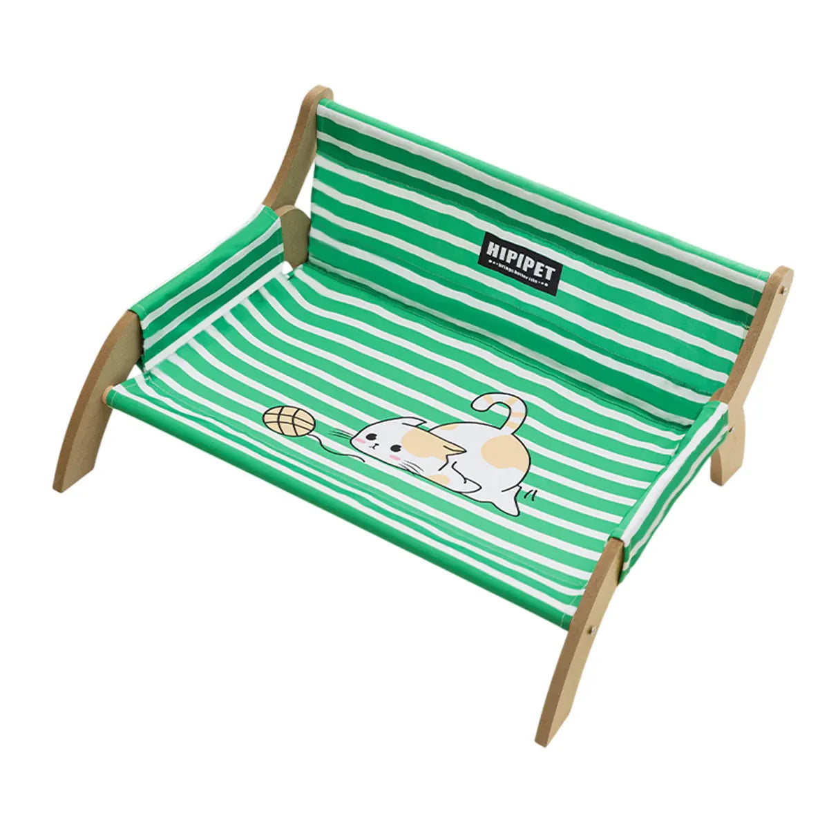 Pet Striped Lounge Bed Pet Nest Soft Cushion Washable Anti Slip Comfortable - Green