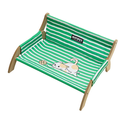Pet Striped Lounge Bed Pet Nest Soft Cushion Washable Anti Slip Comfortable - Green