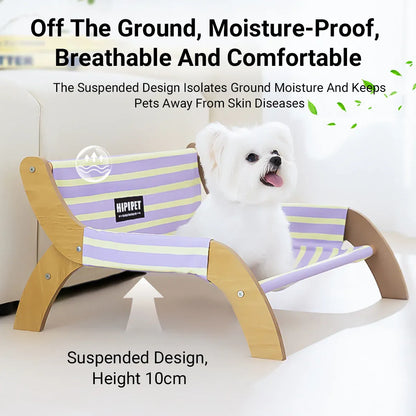Pet Striped Lounge Bed Pet Nest Soft Cushion Washable Anti Slip Comfortable - Green