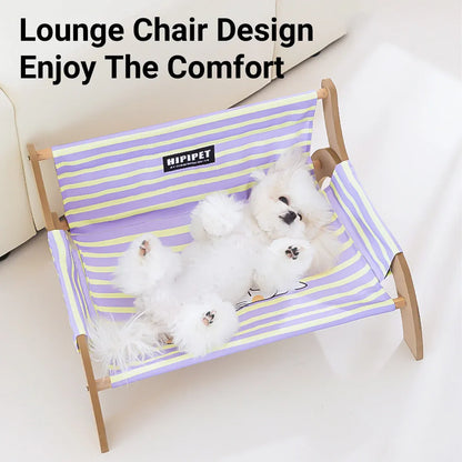 Pet Striped Lounge Bed Pet Nest Soft Cushion Washable Anti Slip Comfortable - Green