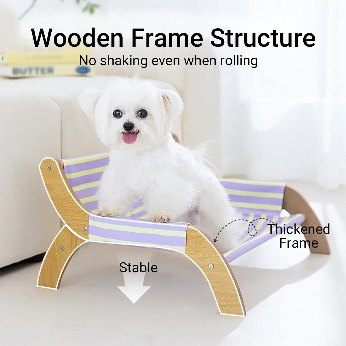 Pet Striped Lounge Bed Pet Nest Soft Cushion Washable Anti Slip Comfortable - Green
