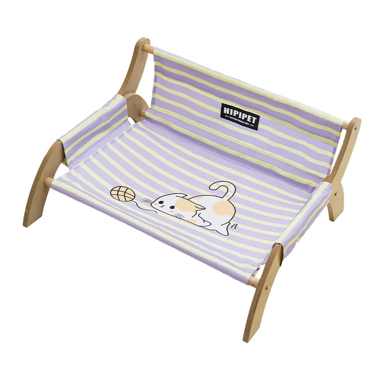 Pet Striped Lounge Bed Pet Nest Soft Cushion Washable Anti Slip Comfortable - Purple