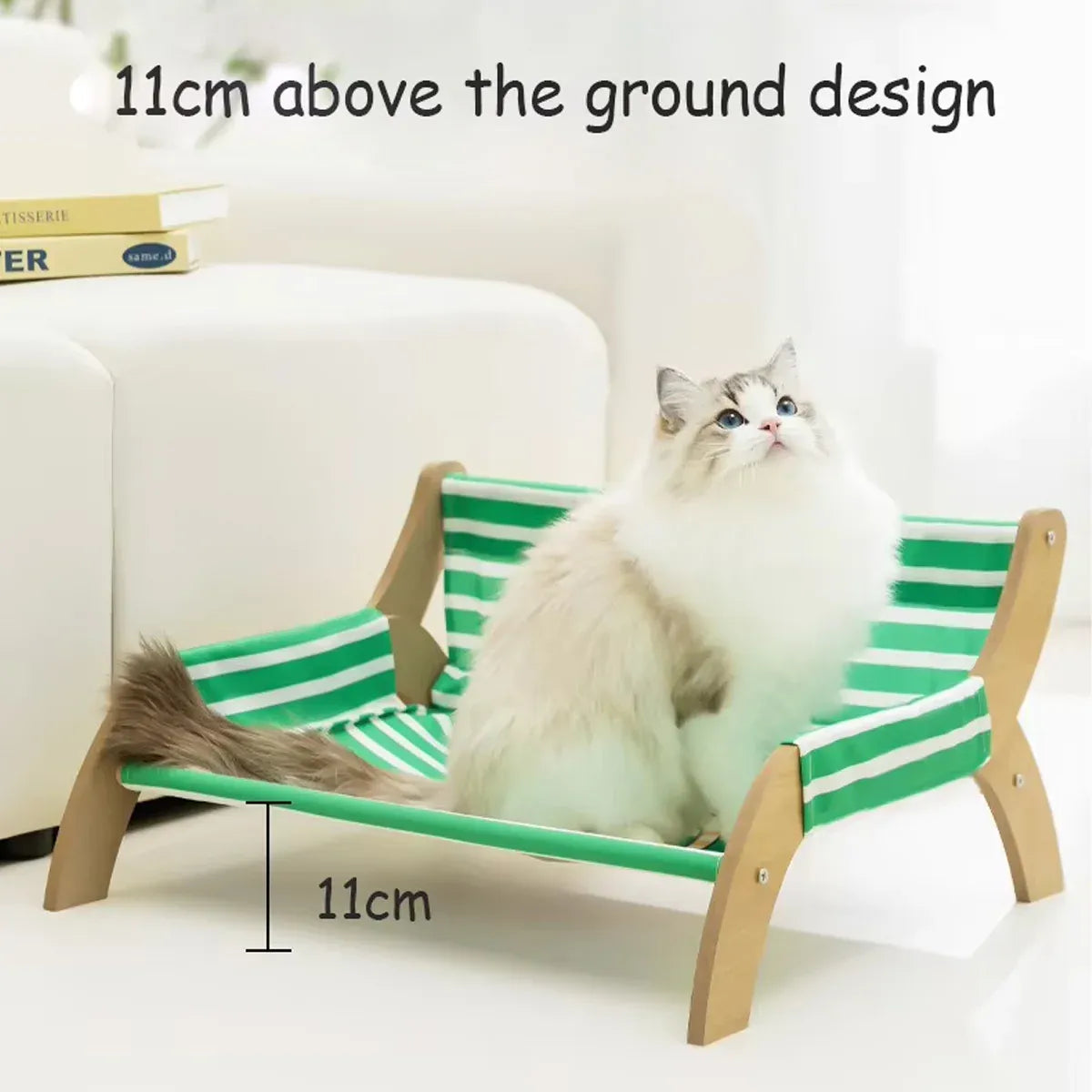 Pet Striped Lounge Bed Pet Nest Soft Cushion Washable Anti Slip Comfortable - Purple