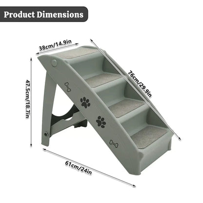 Pet Stairs Ladder Four Storey Light Grey Non Slip Plastic Steps for Dogs and Cat