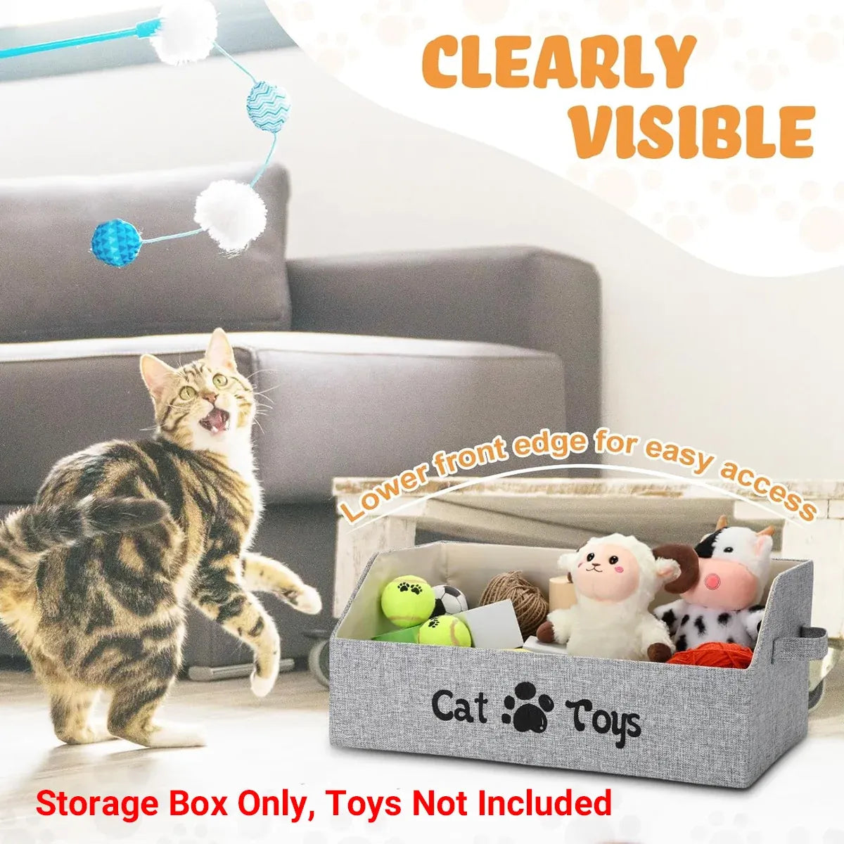 Portable Pet Toy Storage Box Foldable Organizer Snack Bag Pet Accessories Holder - Cat