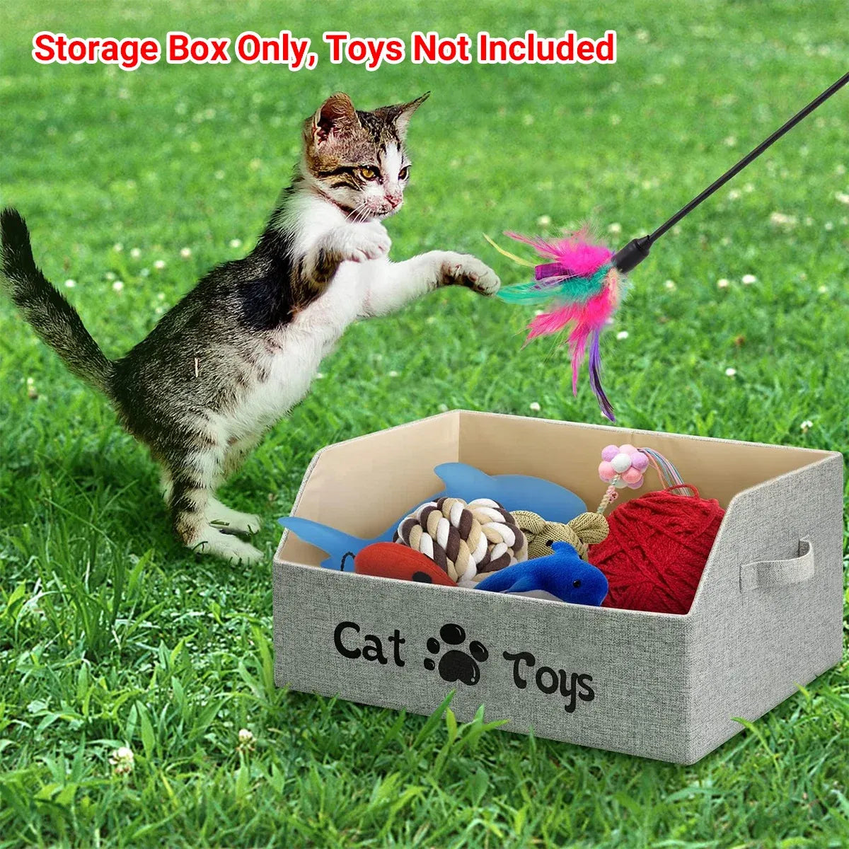 Portable Pet Toy Storage Box Foldable Organizer Snack Bag Pet Accessories Holder - Cat