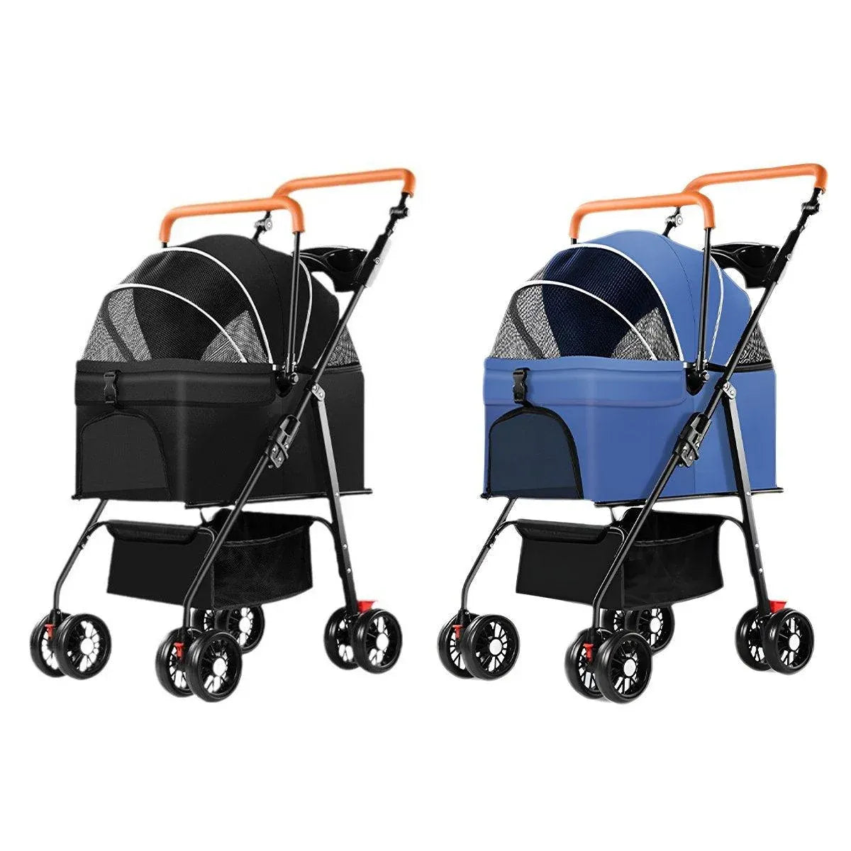 Foldable 2 in 1 Pet Stroller for Outdoor Travel Outing Lightweight Pet Carrier - Blue