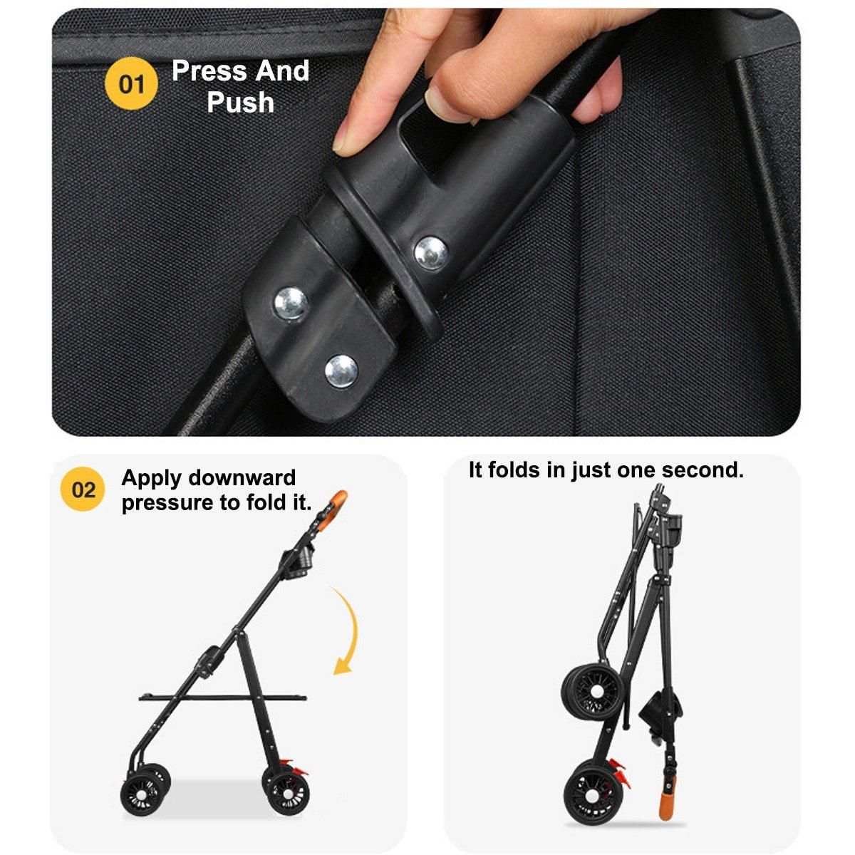 Foldable 2 in 1 Pet Stroller for Outdoor Travel Outing Lightweight Pet Carrier - Blue