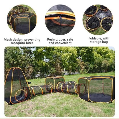 6pcs Outdoor Pet Play Tunnel Folding Cat and Dog Pen Playpen for Pets Indoor