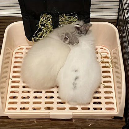 Large Rabbit Litter Box Drawer Corner Toilet for Chinchillas Hamsters Small Pets - Beige