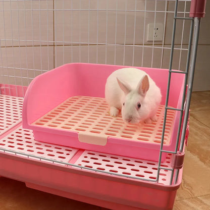 Large Rabbit Litter Box Drawer Corner Toilet for Chinchillas Hamsters Small Pets - Beige