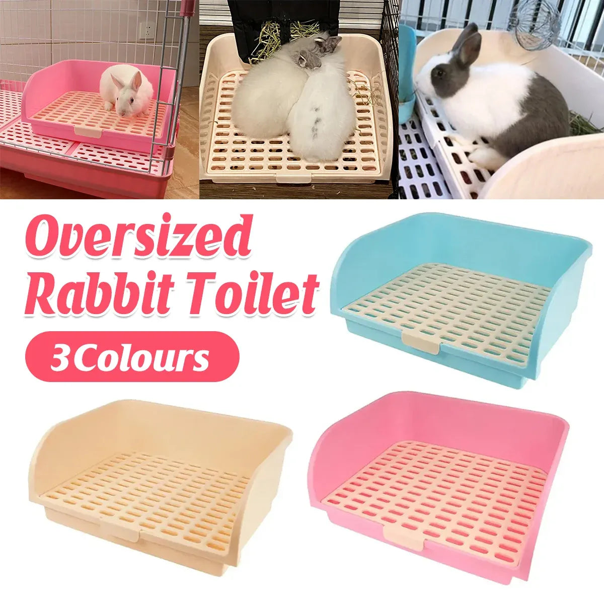 Large Rabbit Litter Box Drawer Corner Toilet for Chinchillas Hamsters Small Pets - Blue