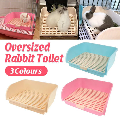 Large Rabbit Litter Box Drawer Corner Toilet for Chinchillas Hamsters Small Pets - Blue