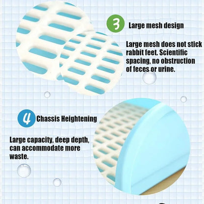 Large Rabbit Litter Box Drawer Corner Toilet for Chinchillas Hamsters Small Pets - Blue