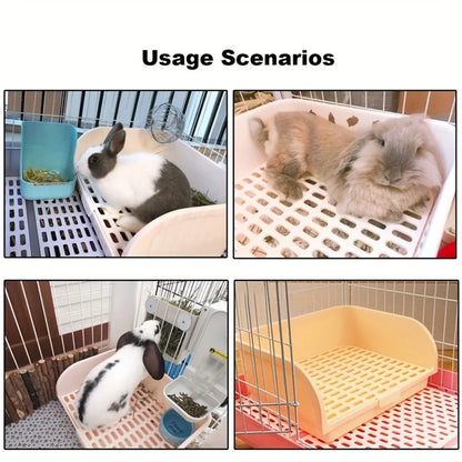 Large Rabbit Litter Box Drawer Corner Toilet for Chinchillas Hamsters Small Pets - Blue