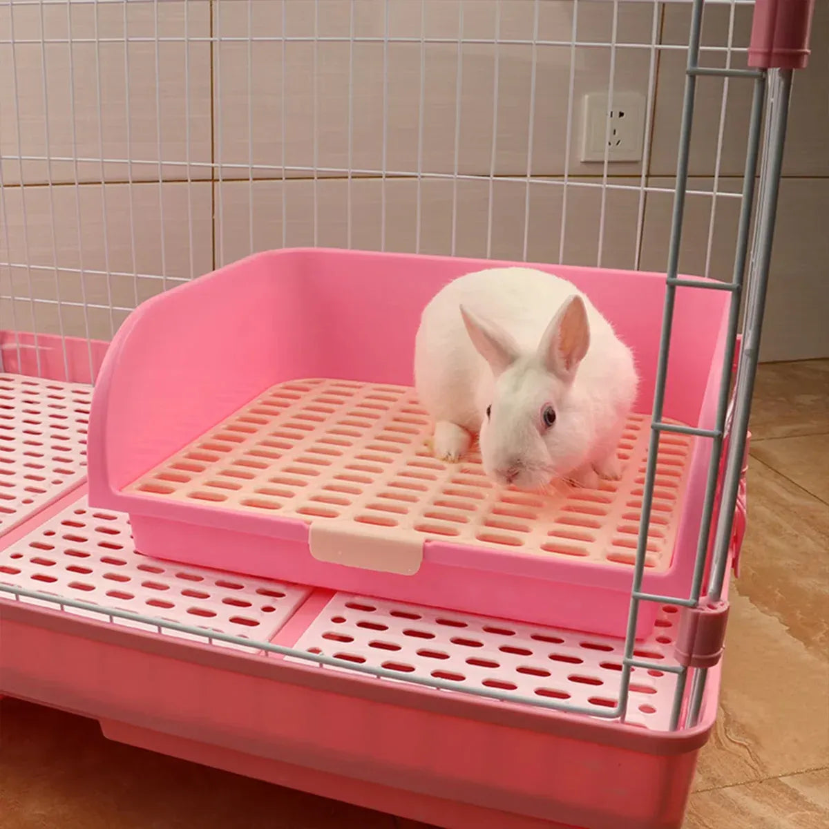 Large Rabbit Litter Box Drawer Corner Toilet for Chinchillas Hamsters Small Pets - Blue