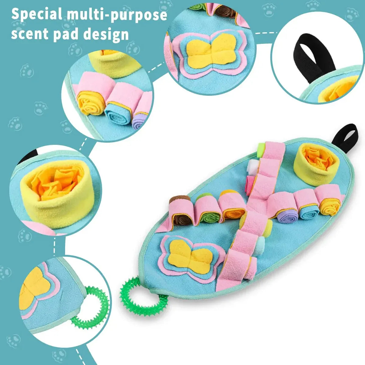Interactive Dog Snuffle Mat Puzzle Toy Training Pad for Smell and Feeding
