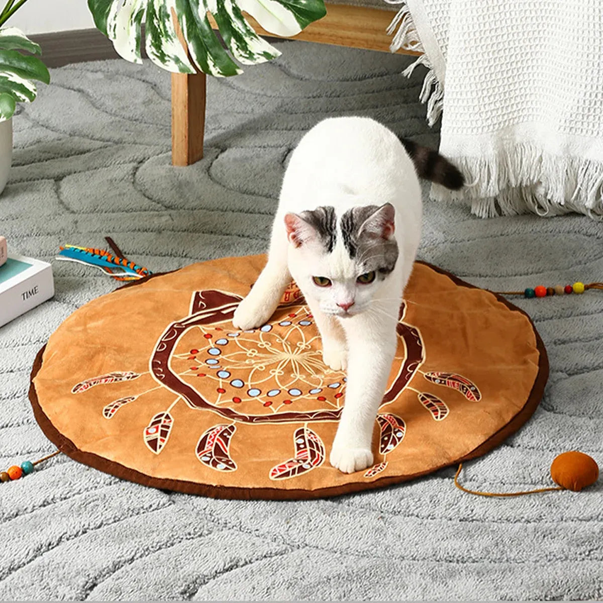 Bohemian Style Pet Bed Mat Washable Non Slip for Dogs Cats All Seasons Home Use