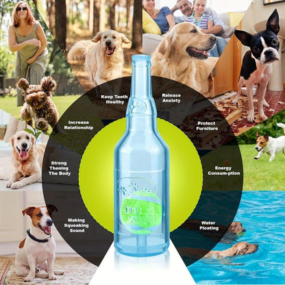 Durable Pet Teething Resistant Tennis Ball Wine Bottle Chew Toy for Dogs Play - Green-L
