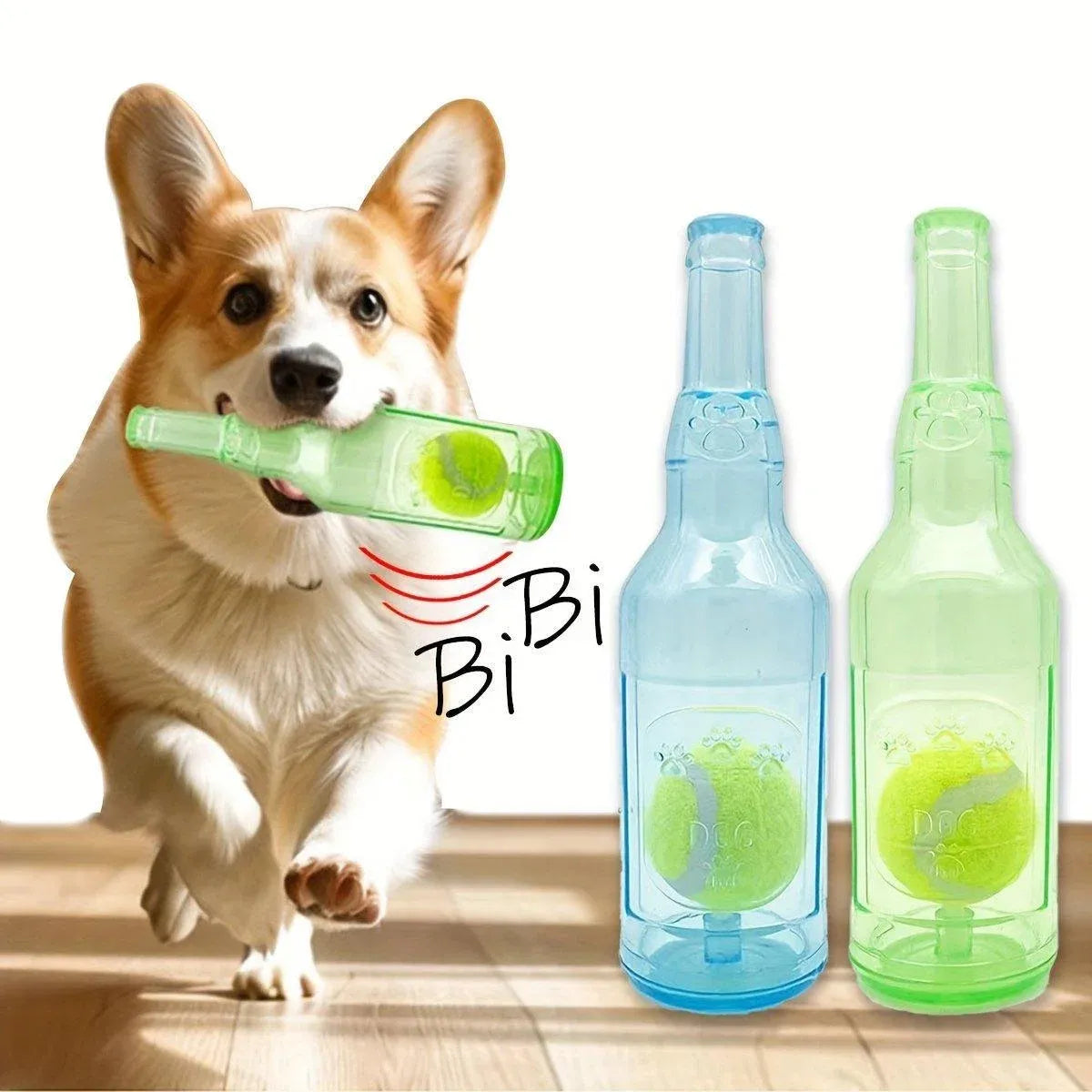Durable Pet Teething Resistant Tennis Ball Wine Bottle Chew Toy for Dogs Play - Green-L