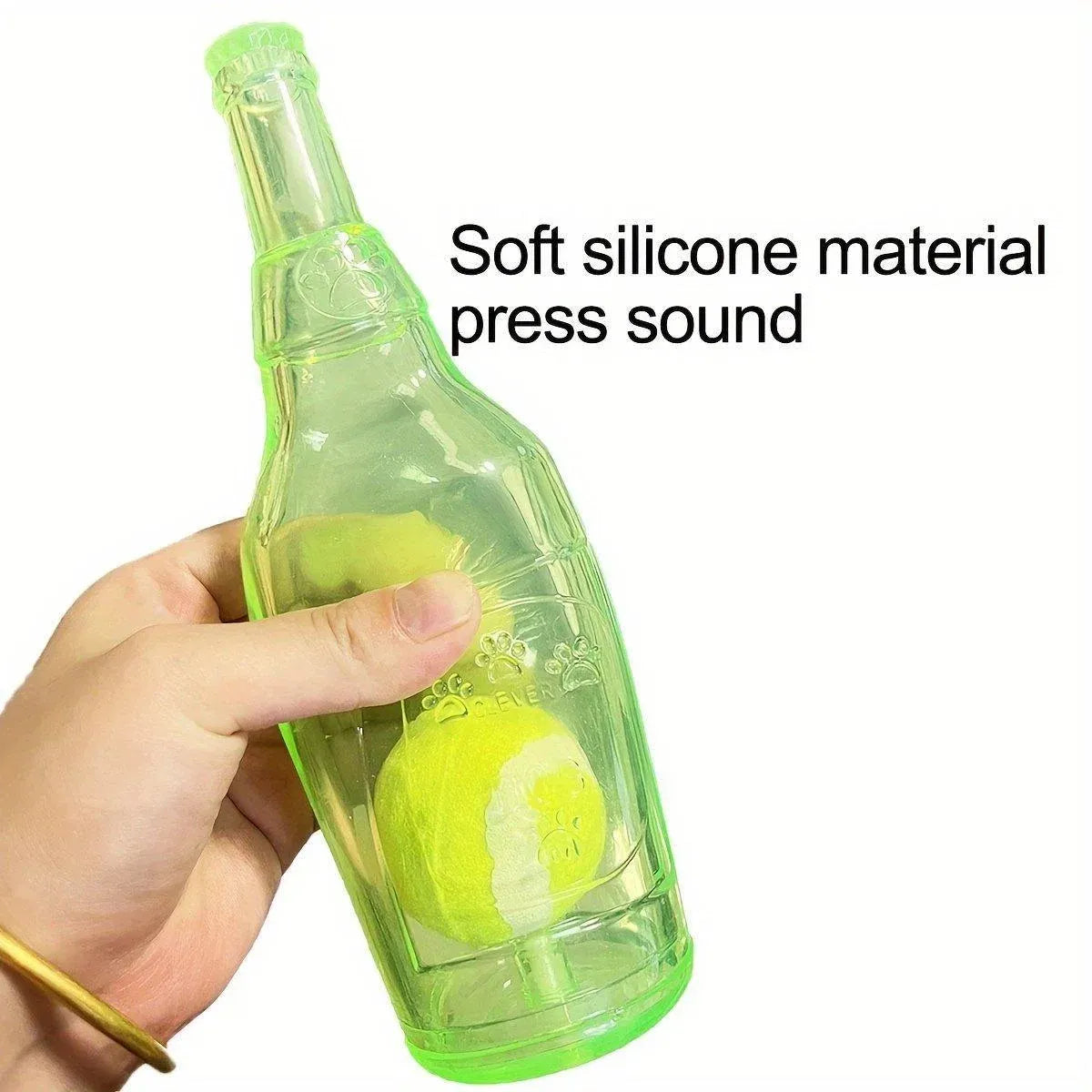 Durable Pet Teething Resistant Tennis Ball Wine Bottle Chew Toy for Dogs Play - Green-L