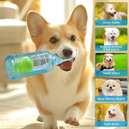 Durable Pet Teething Resistant Tennis Ball Wine Bottle Chew Toy for Dogs Play - Green-L