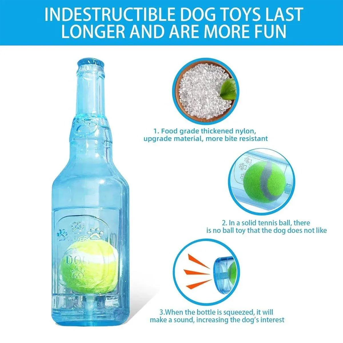 Durable Pet Teething Resistant Tennis Ball Wine Bottle Chew Toy for Dogs Play - Green-L