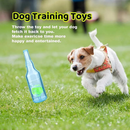 Durable Pet Teething Resistant Tennis Ball Wine Bottle Chew Toy for Dogs Play - Green-L