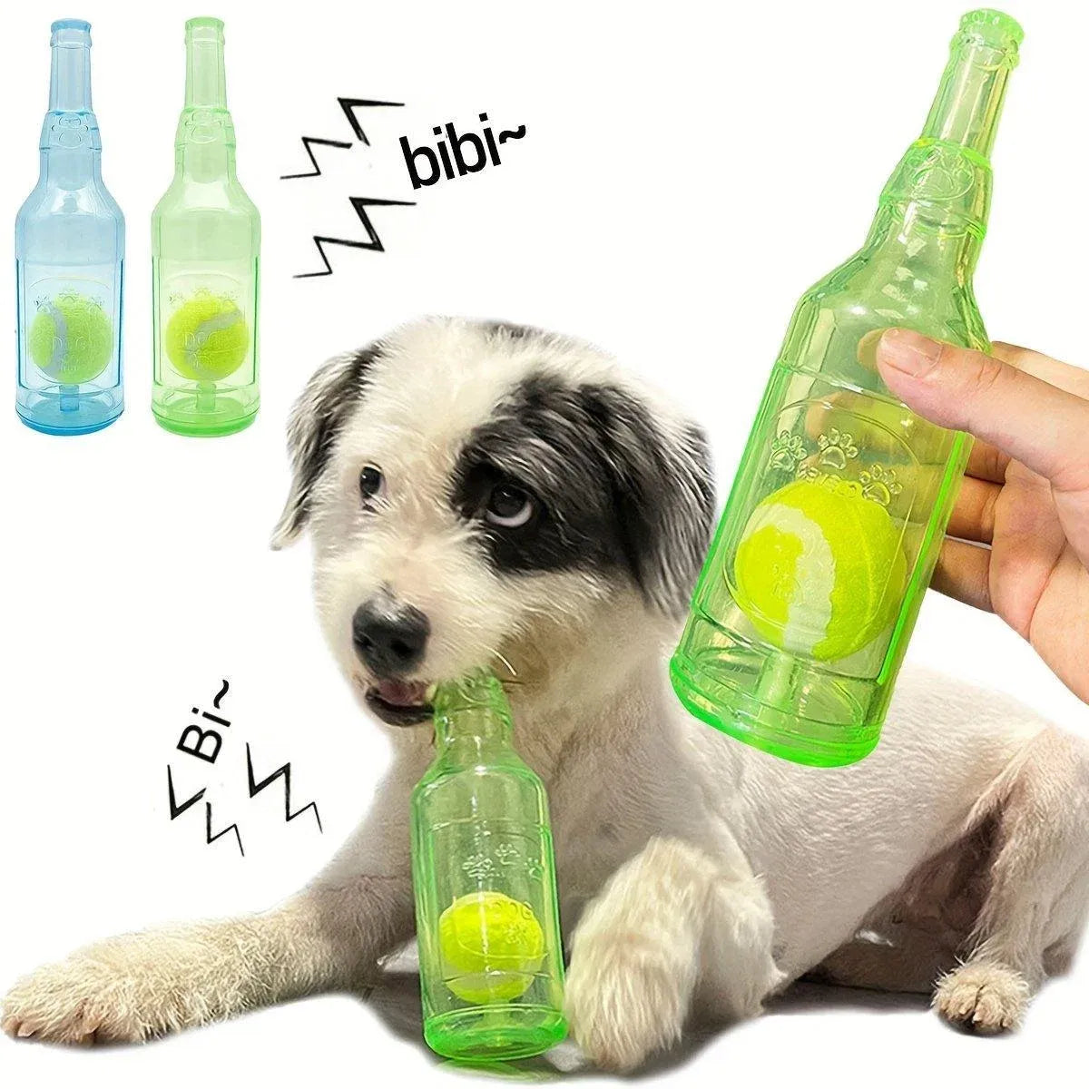 Durable Pet Teething Resistant Tennis Ball Wine Bottle Chew Toy for Dogs Play - Green-L