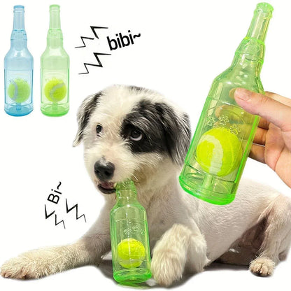 Durable Pet Teething Resistant Tennis Ball Wine Bottle Chew Toy for Dogs Play - Green-L