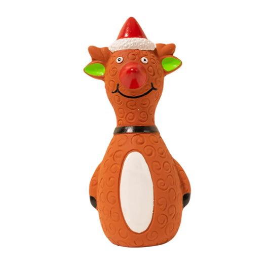 Christmas Dog Toys Set Santa Reindeer Snowman Latex Pet Squeaker Toys Multicolor - Brown