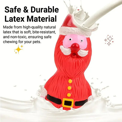 Christmas Dog Toys Set Santa Reindeer Snowman Latex Pet Squeaker Toys Multicolor - Brown
