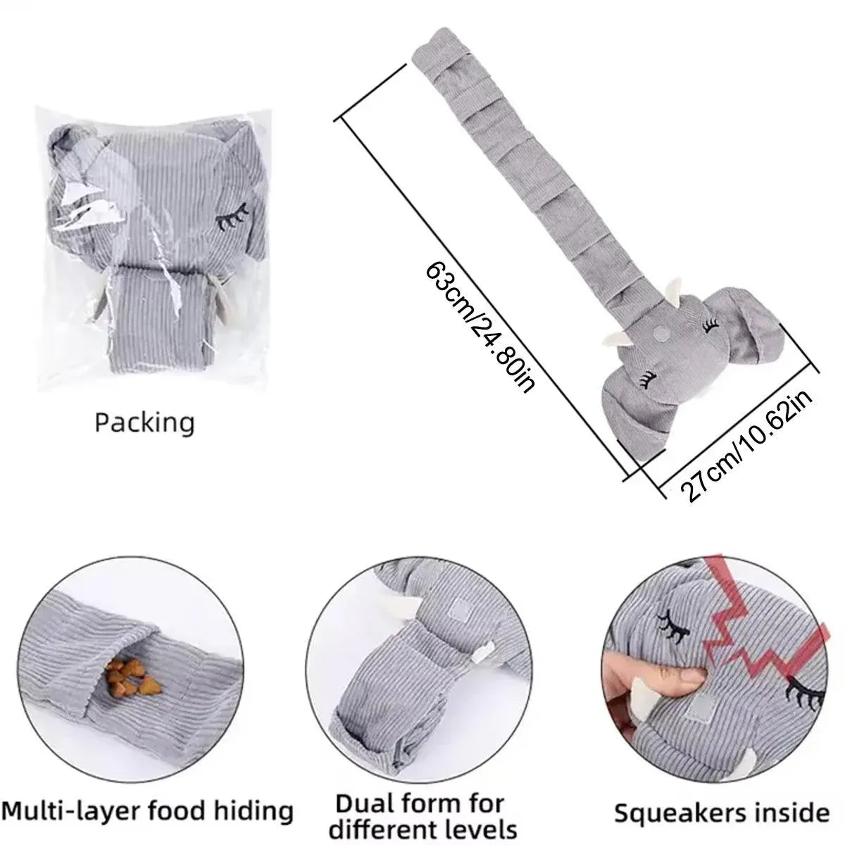 Dog Sniffing Toy Elephant Shaped Interactive Food Hiding Sound Toy for Dogs