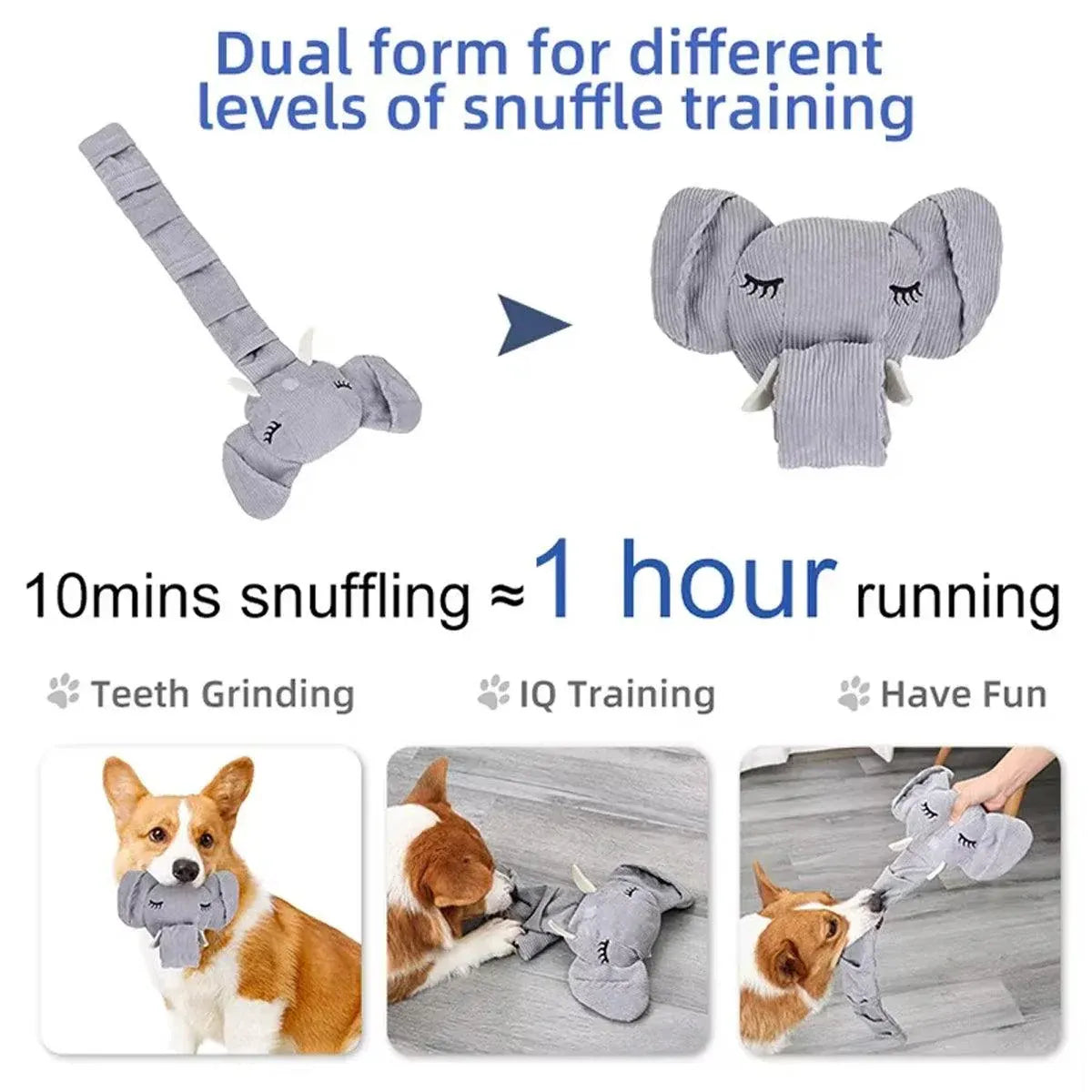 Dog Sniffing Toy Elephant Shaped Interactive Food Hiding Sound Toy for Dogs