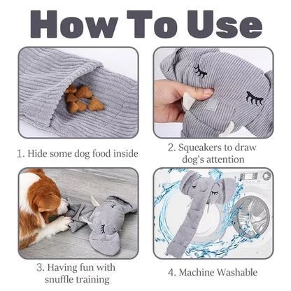 Dog Sniffing Toy Elephant Shaped Interactive Food Hiding Sound Toy for Dogs