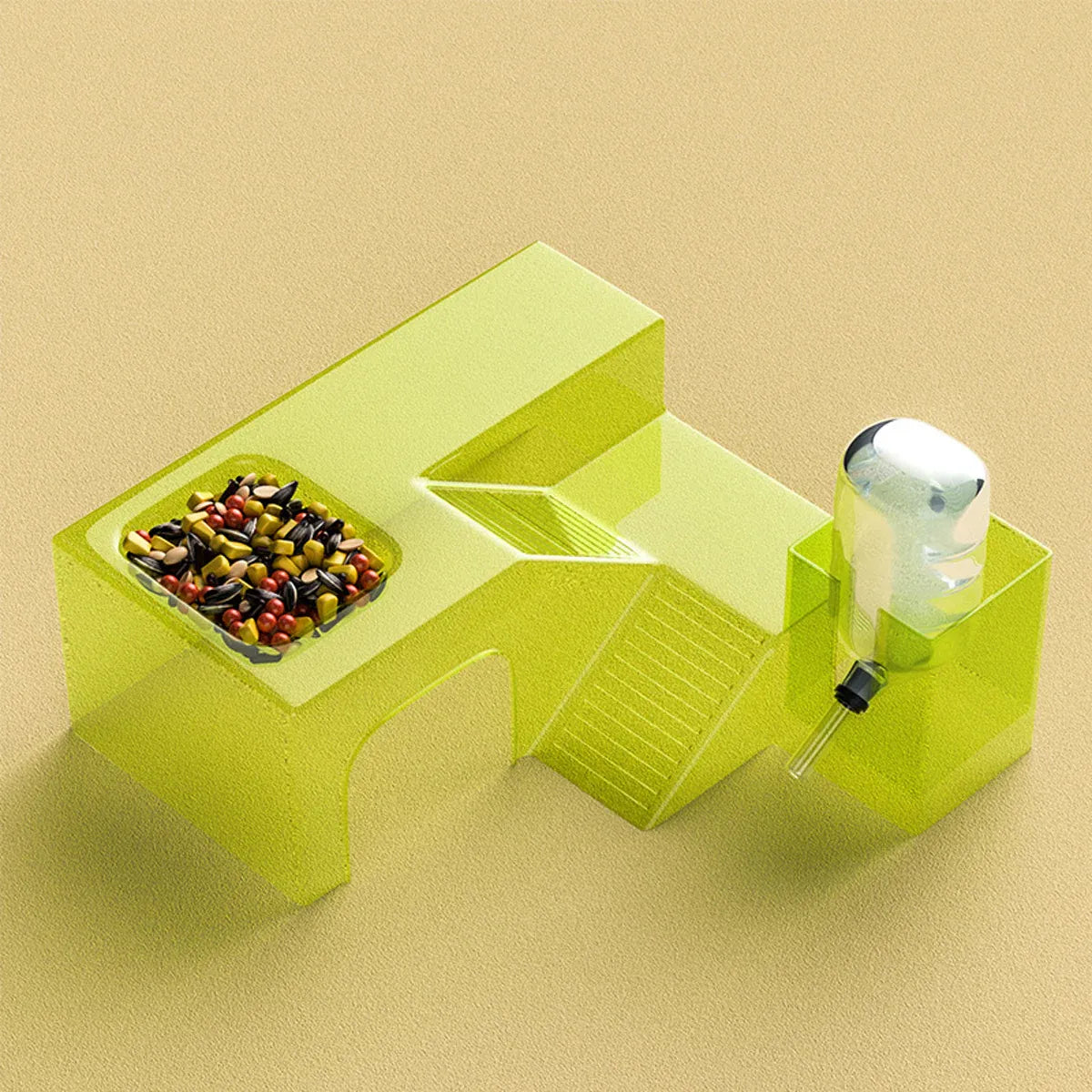 Clear Hamster Platform Transparent Plastic for Small Pet Cage Rest Play Exercise - Green