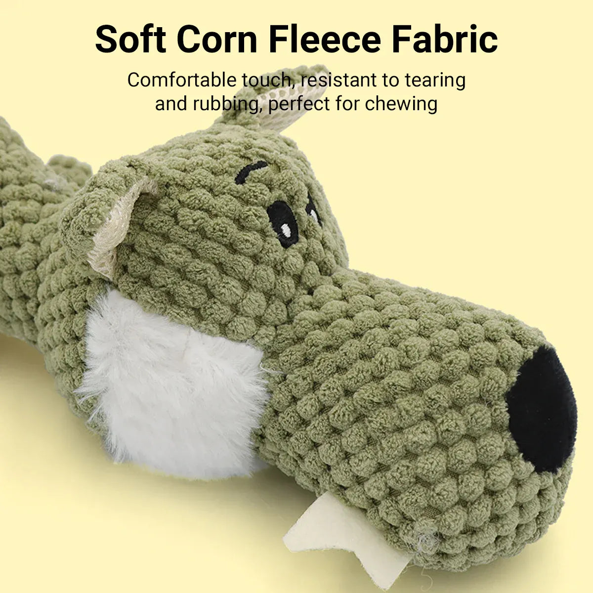 Pet Plush Corn Fleece Squeaky Toy Chew Teeth Cleaning For Dogs Puppies Safe Soft - Grey