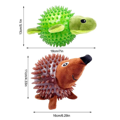 Dog Toy Rubber Spiky Ball Squeaky Chew Sound Interactive Pet Play Training - Hedgehog