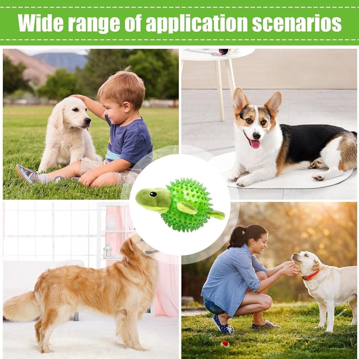 Dog Toy Rubber Spiky Ball Squeaky Chew Sound Interactive Pet Play Training - Hedgehog