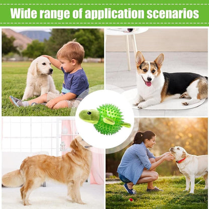 Dog Toy Rubber Spiky Ball Squeaky Chew Sound Interactive Pet Play Training - Hedgehog