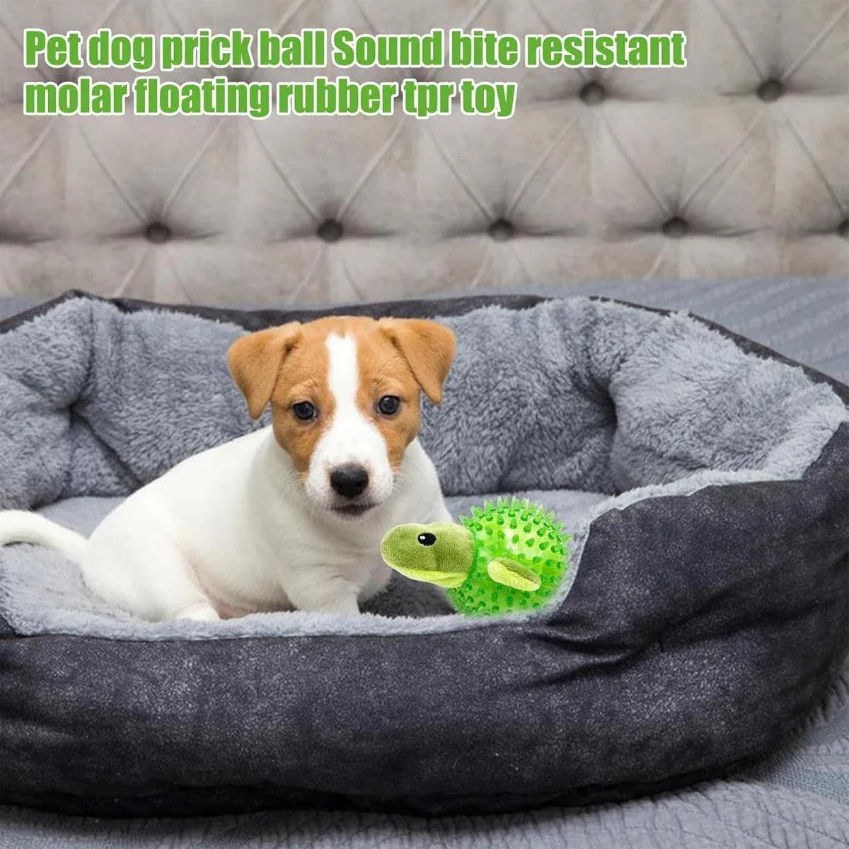 Dog Toy Rubber Spiky Ball Squeaky Chew Sound Interactive Pet Play Training - Hedgehog