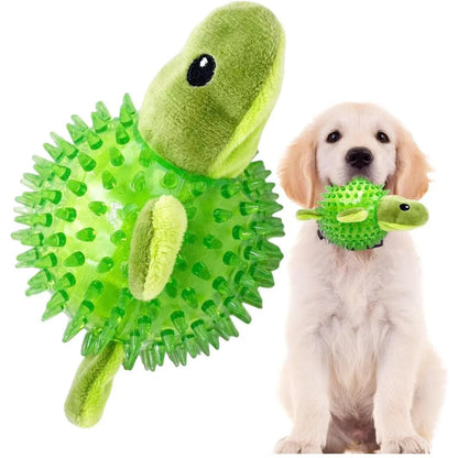 Dog Toy Rubber Spiky Ball Squeaky Chew Sound Interactive Pet Play Training - Hedgehog